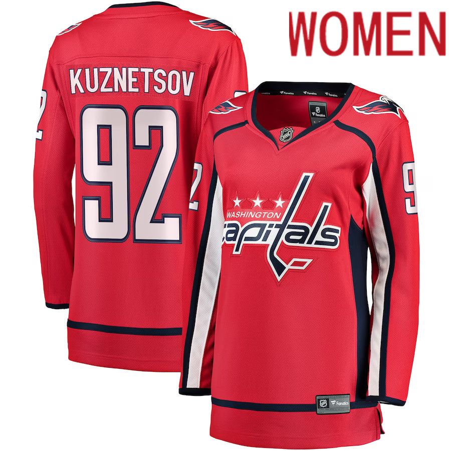 Women Washington Capitals #92 Evgeny Kuznetsov Fanatics Branded Red Breakaway Player NHL Jersey